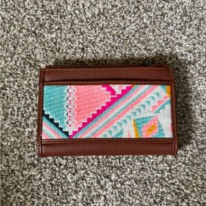 Myra Bag Multicolor Geometric Wallet with Brown Accents
